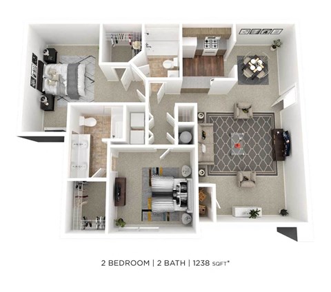 a floor plan of 2 bedroom 1 bath